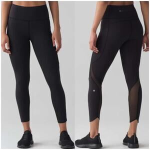Lululemon Leggings Womens 4 Black Pace Perfect 7/8 Mesh Athletic Run Workout Gym